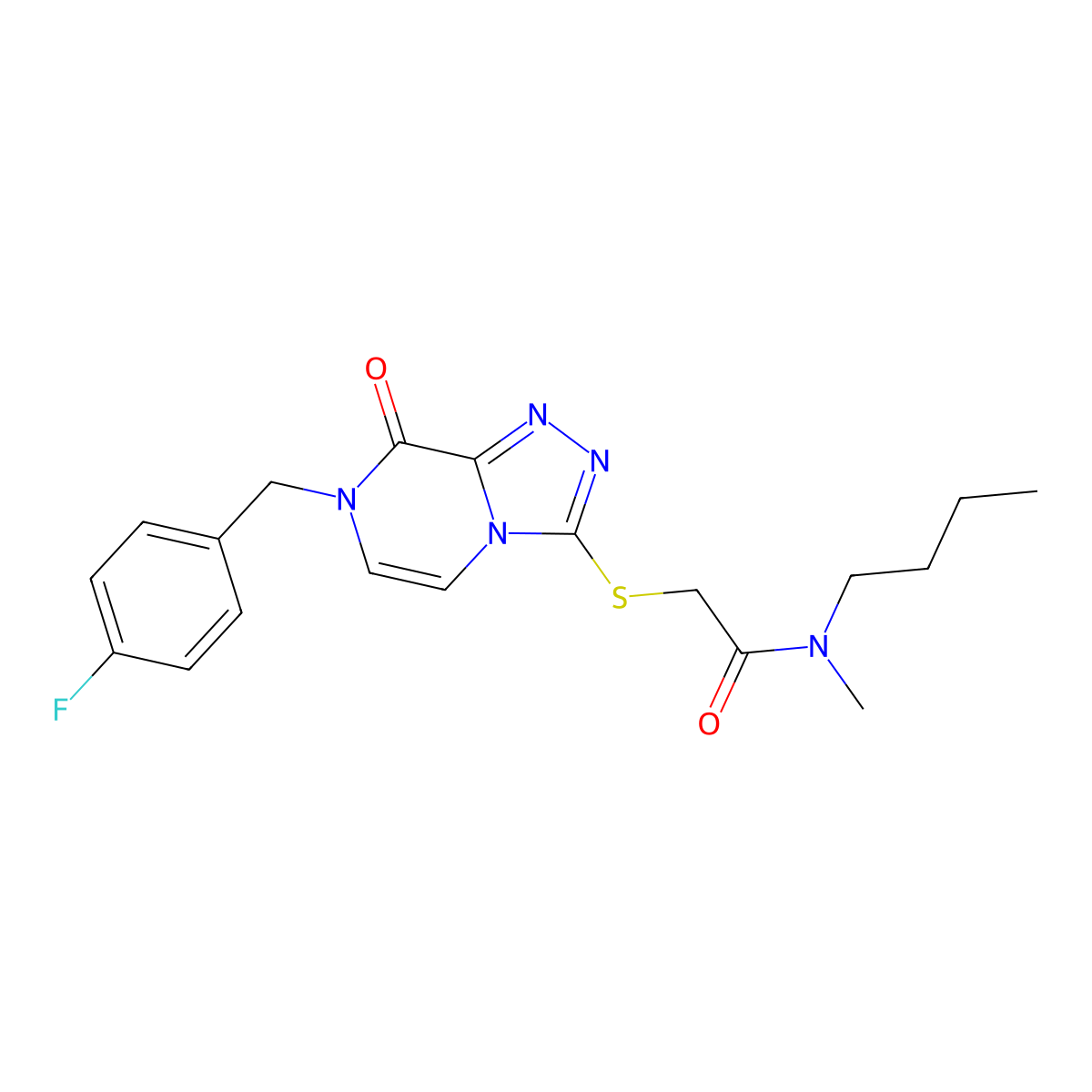 N-butyl-2-((7-(4-fluorobenzyl)-8-oxo-7,8-dihydro-[1,2,4]triazolo[4,3-a]pyrazin-3-yl)thio)-N-methylacetamide molecular structure, CAS 1226445-79-9