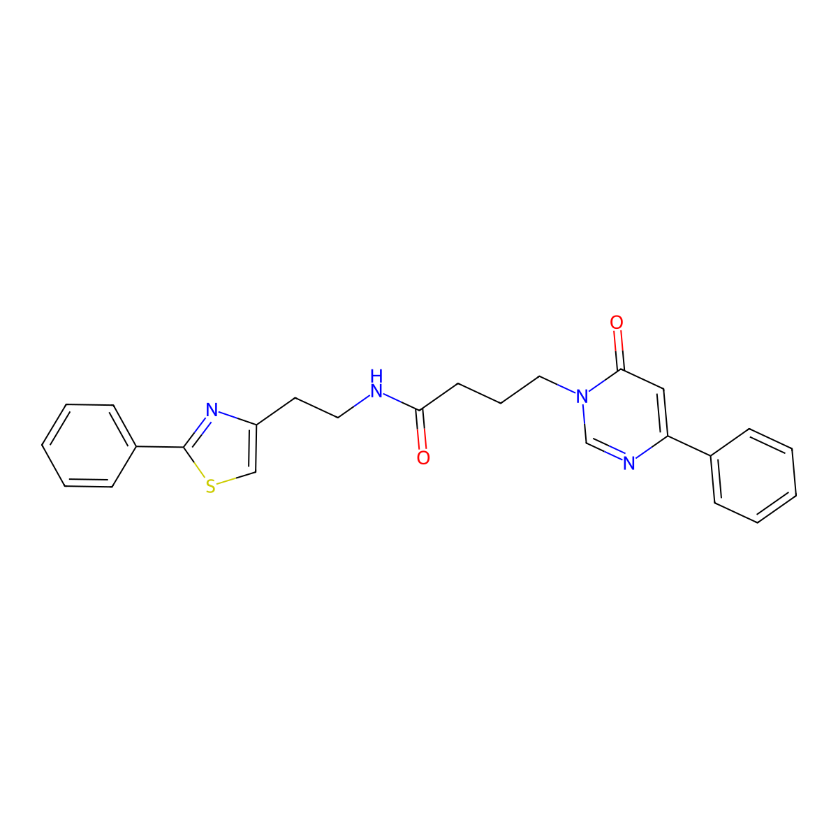 4-(6-oxo-4-phenylpyrimidin-1(6H)-yl)-N-(2-(2-phenylthiazol-4-yl)ethyl)butanamide molecular structure, CAS 1226445-81-3