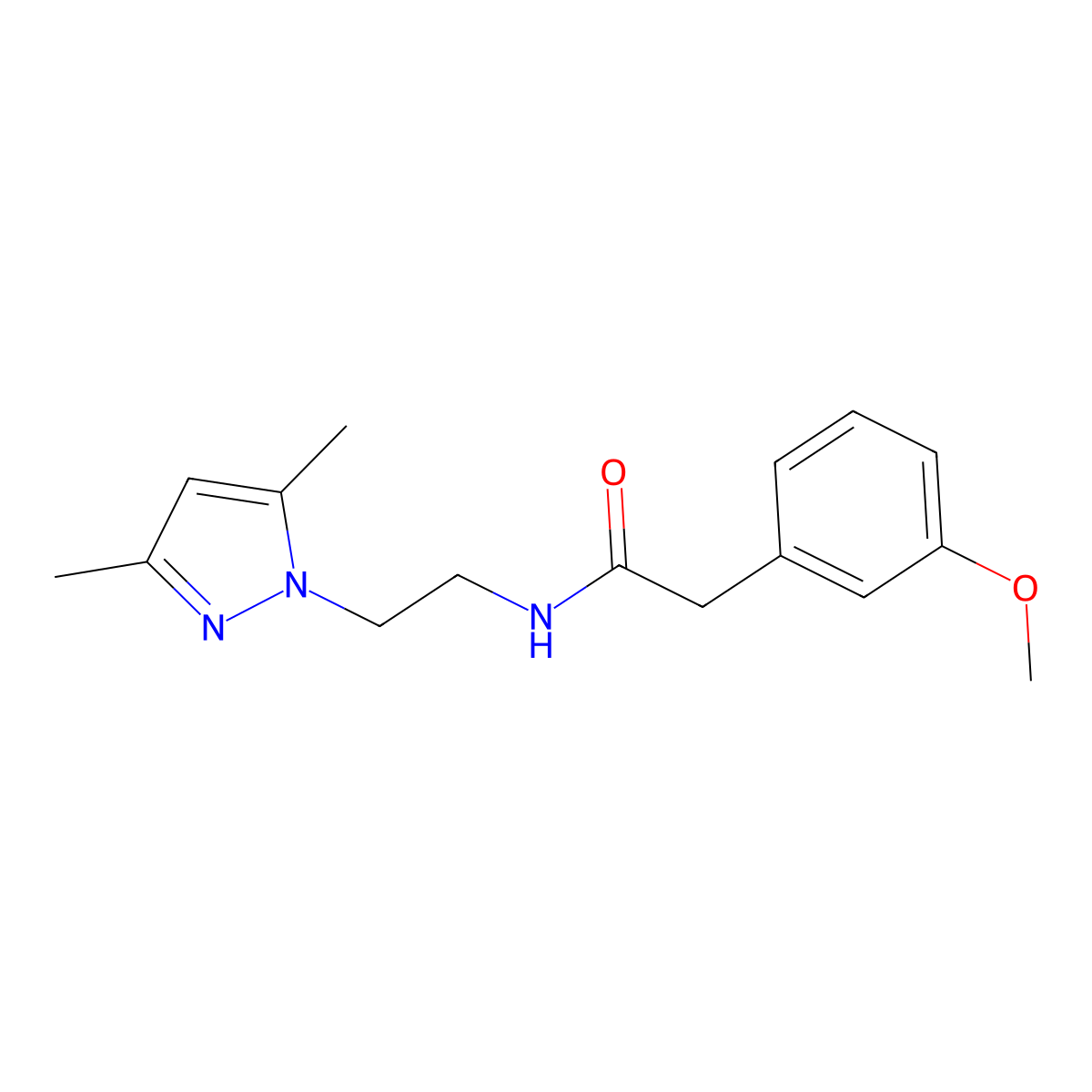 N-[2-(3,5-dimethyl-1H-pyrazol-1-yl)ethyl]-2-(3-methoxyphenyl)acetamide molecular structure, CAS 1226445-82-4