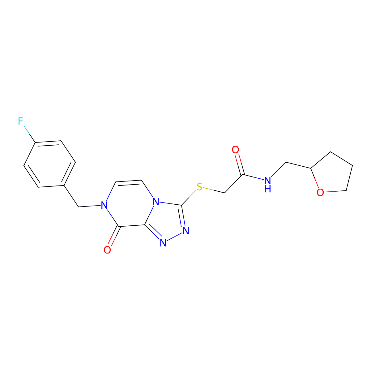 2-({7-[(4-fluorophenyl)methyl]-8-oxo-7H,8H-[1,2,4]triazolo[4,3-a]pyrazin-3-yl}sulfanyl)-N-[(oxolan-2-yl)methyl]acetamide molecular structure, CAS 1226445-86-8