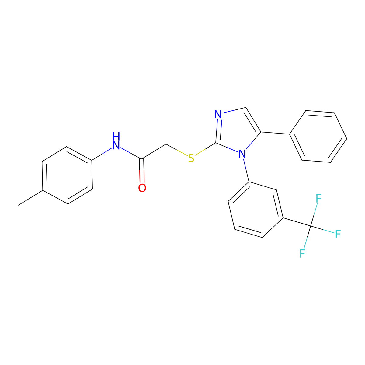 2-((5-phenyl-1-(3-(trifluoromethyl)phenyl)-1H-imidazol-2-yl)thio)-N-(p-tolyl)acetamide molecular structure, CAS 1226445-89-1