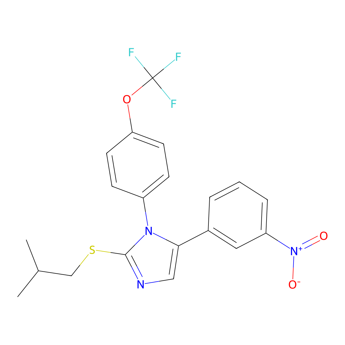 2-(isobutylthio)-5-(3-nitrophenyl)-1-(4-(trifluoromethoxy)phenyl)-1H-imidazole molecular structure, CAS 1226446-08-7