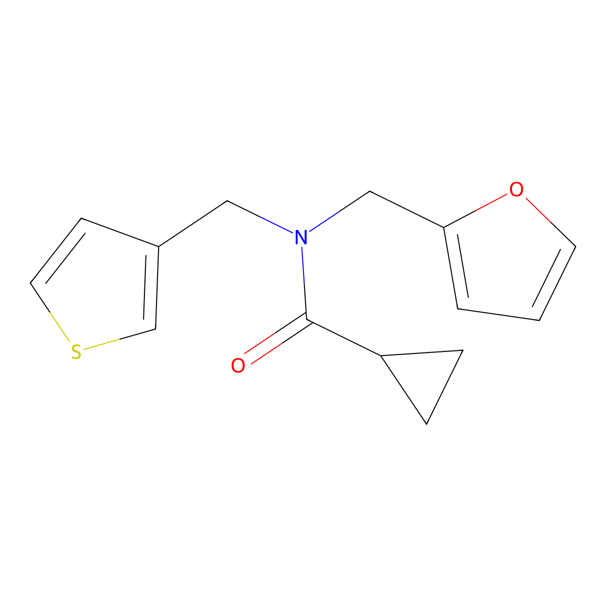 N-(furan-2-ylmethyl)-N-(thiophen-3-ylmethyl)cyclopropanecarboxamide molecular structure, CAS 1226446-09-8