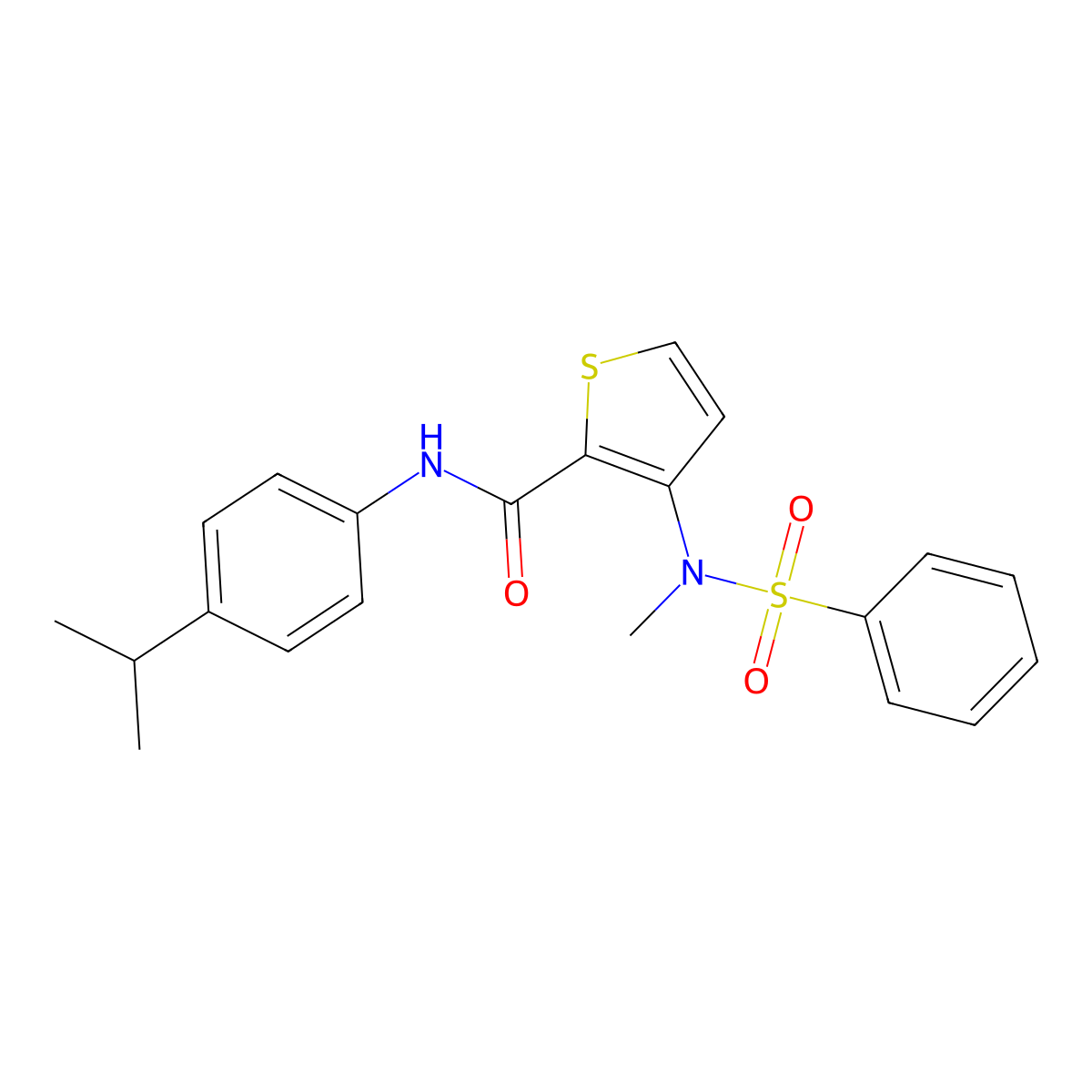 3-[methyl(phenylsulfonyl)amino]-N-[4-(propan-2-yl)phenyl]thiophene-2-carboxamide molecular structure, CAS 1226446-15-6