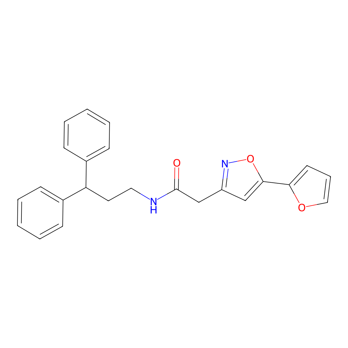 N-(3,3-diphenylpropyl)-2-(5-(furan-2-yl)isoxazol-3-yl)acetamide molecular structure, CAS 1226446-18-9