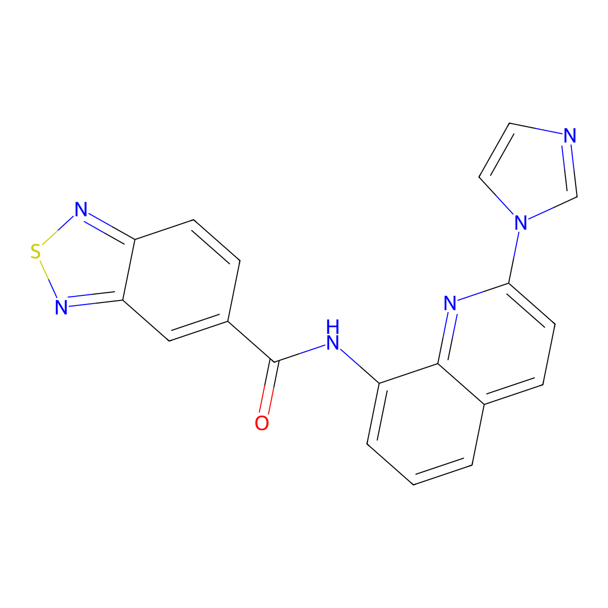 N-(2-(1H-imidazol-1-yl)quinolin-8-yl)benzo[c][1,2,5]thiadiazole-5-carboxamide molecular structure, CAS 1226446-20-3