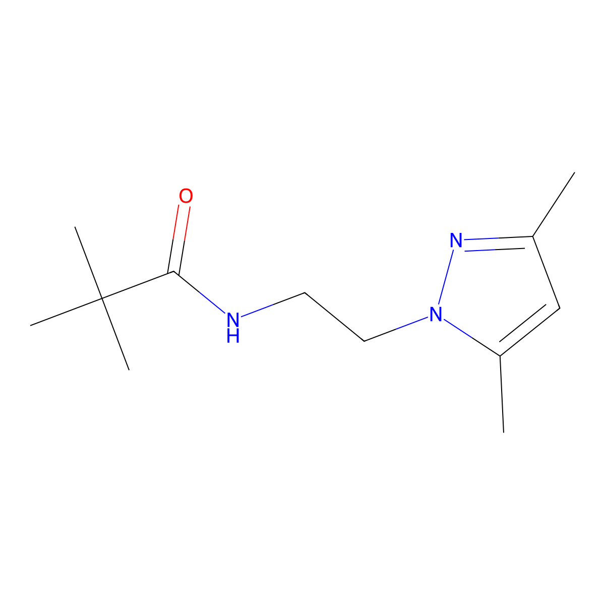 N-(2-(3,5-dimethyl-1H-pyrazol-1-yl)ethyl)pivalamide molecular structure, CAS 1226446-29-2