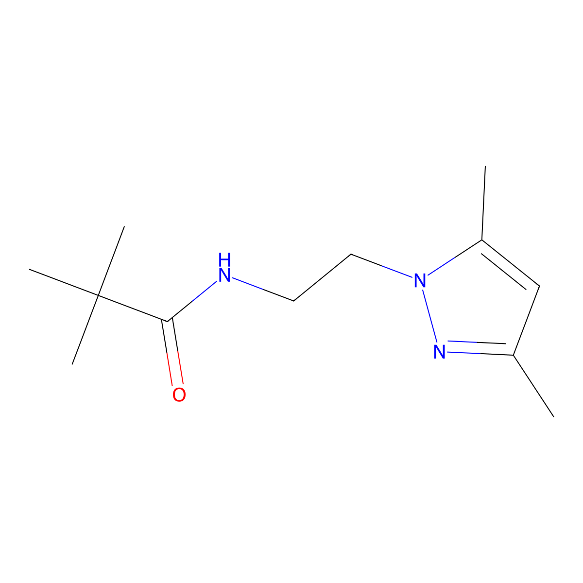 N-(2-(3,5-dimethyl-1H-pyrazol-1-yl)ethyl)pivalamide molecular structure, CAS 1226446-29-2