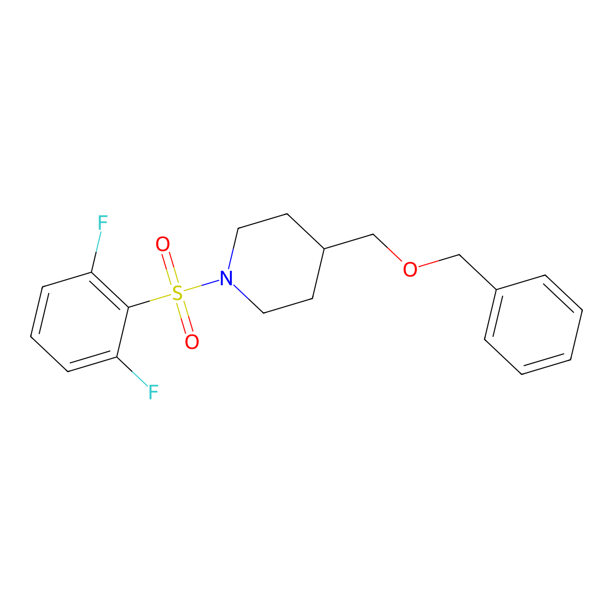 4-((Benzyloxy)methyl)-1-((2,6-difluorophenyl)sulfonyl)piperidine molecular structure, CAS 1226446-33-8