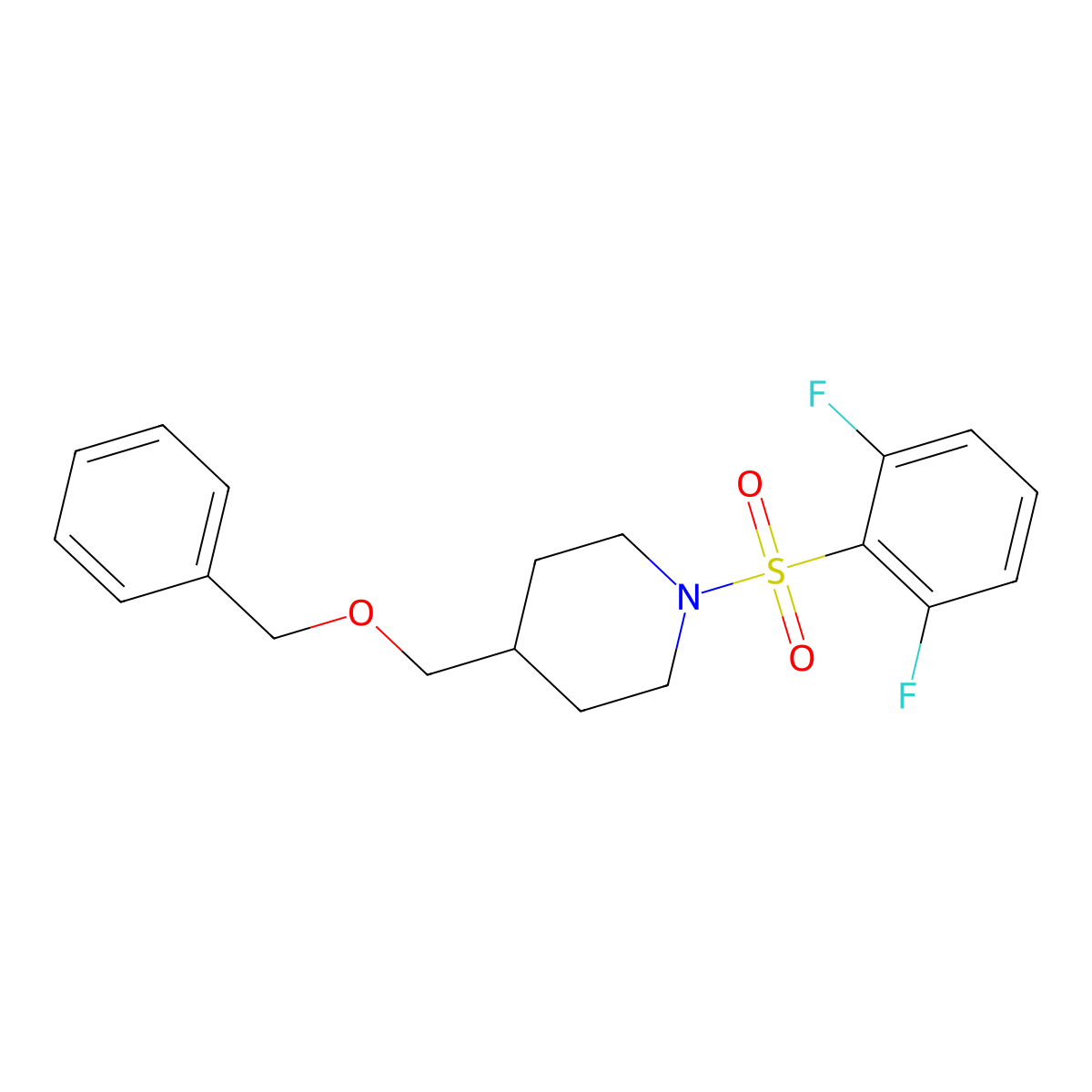 4-((Benzyloxy)methyl)-1-((2,6-difluorophenyl)sulfonyl)piperidine molecular structure, CAS 1226446-33-8