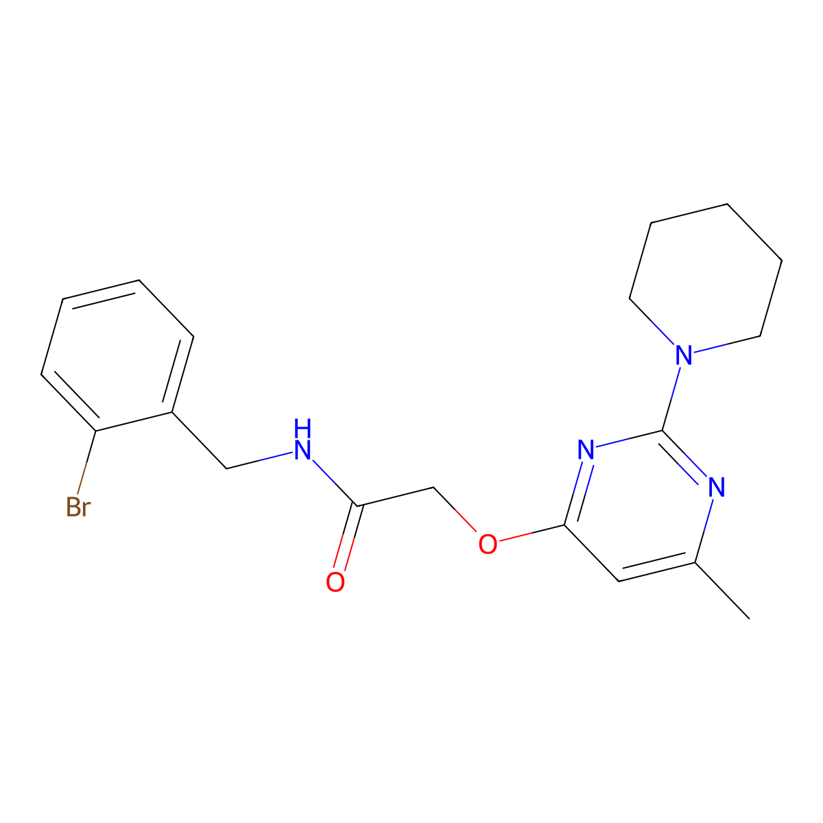 N-[(2-Bromophenyl)methyl]-2-{[6-methyl-2-(piperidin-1-YL)pyrimidin-4-YL]oxy}acetamide molecular structure, CAS 1226446-51-0