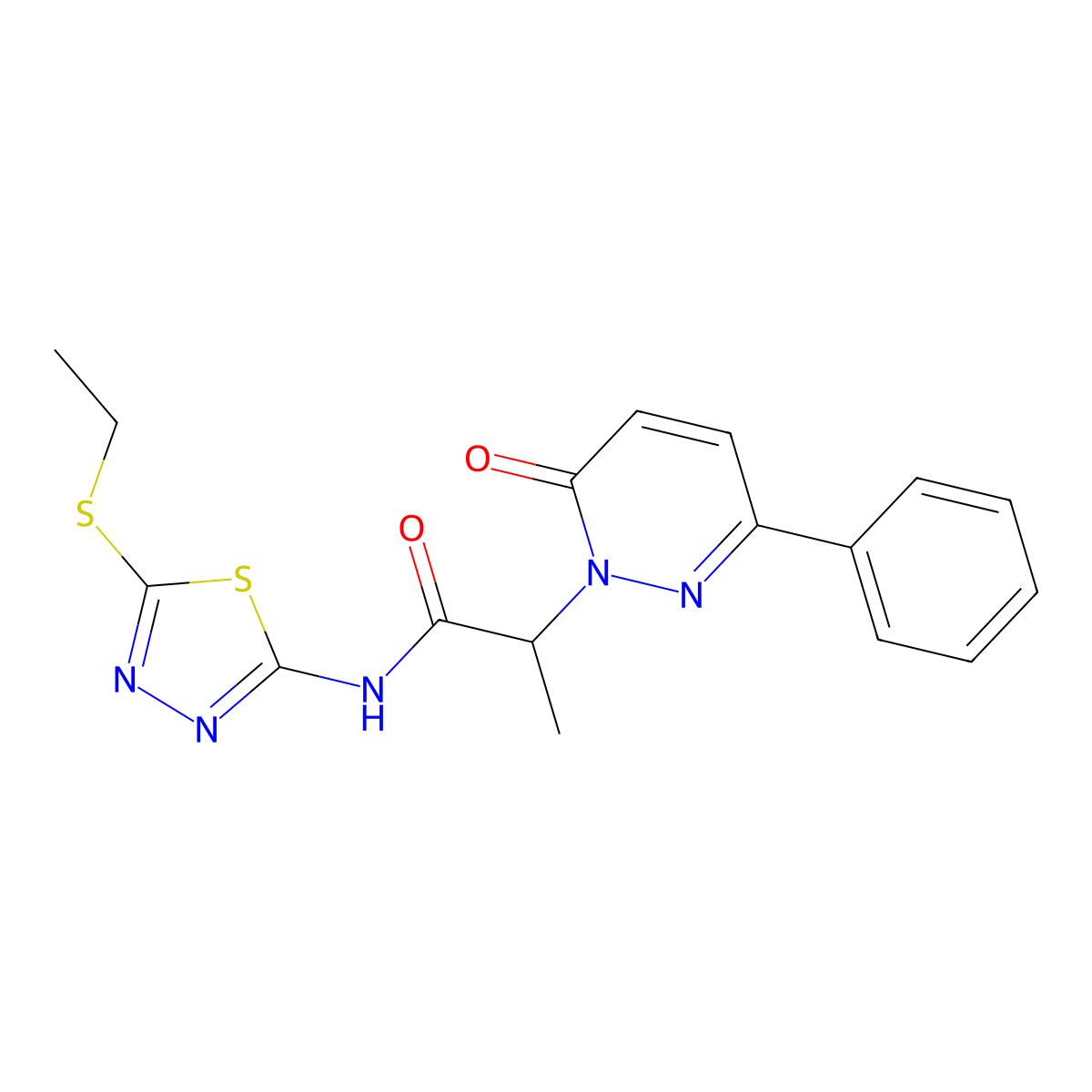 N-(5-(ethylthio)-1,3,4-thiadiazol-2-yl)-2-(6-oxo-3-phenylpyridazin-1(6H)-yl)propanamide molecular structure, CAS 1226446-53-2