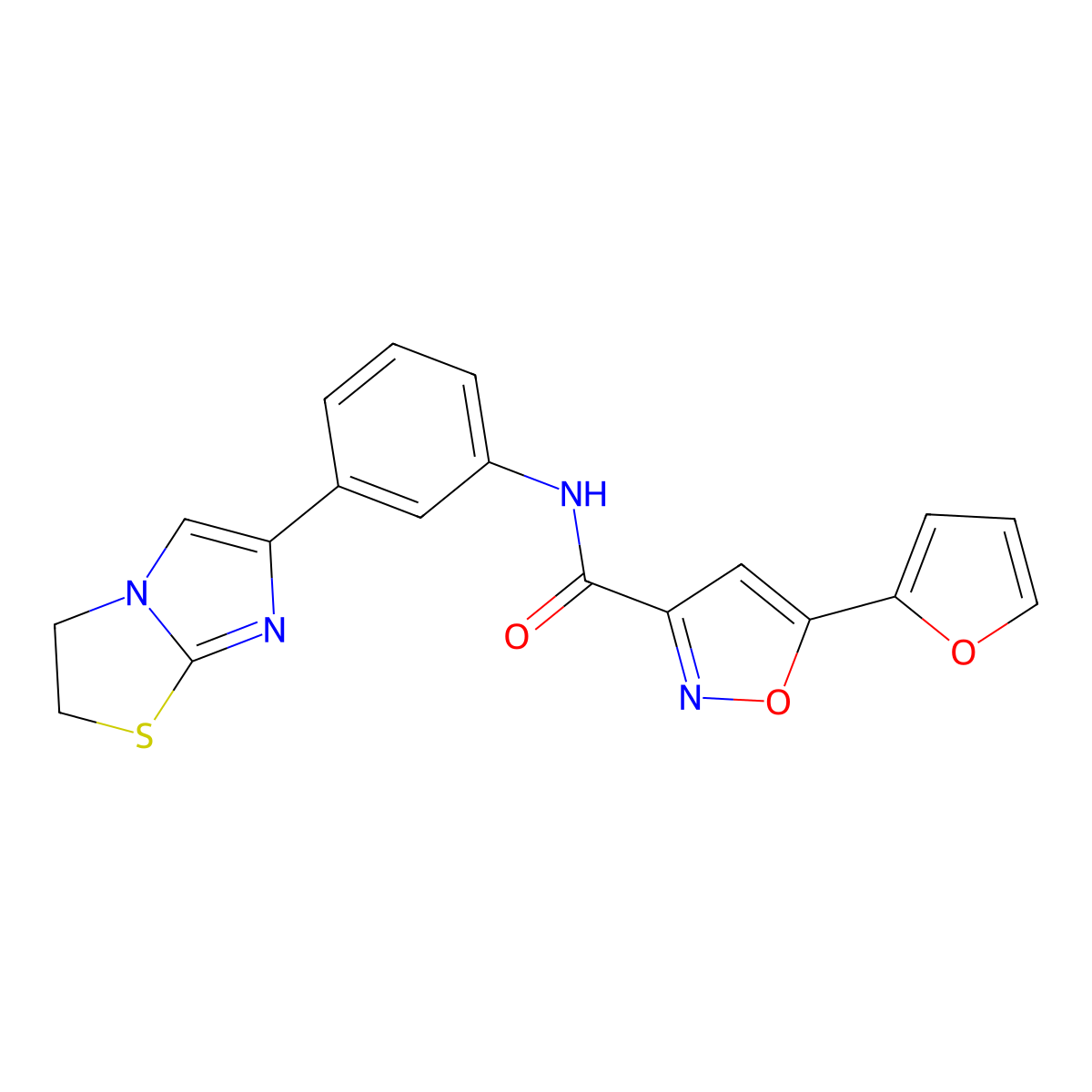 N-(3-(2,3-dihydroimidazo[2,1-b]thiazol-6-yl)phenyl)-5-(furan-2-yl)isoxazole-3-carboxamide molecular structure, CAS 1226446-61-2