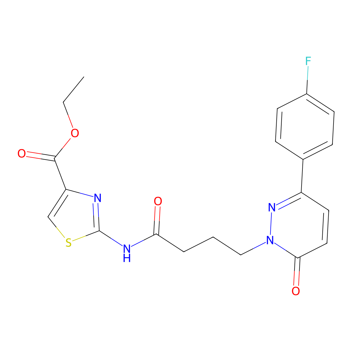 ethyl 2-(4-(3-(4-fluorophenyl)-6-oxopyridazin-1(6H)-yl)butanamido)thiazole-4-carboxylate molecular structure, CAS 1226446-63-4