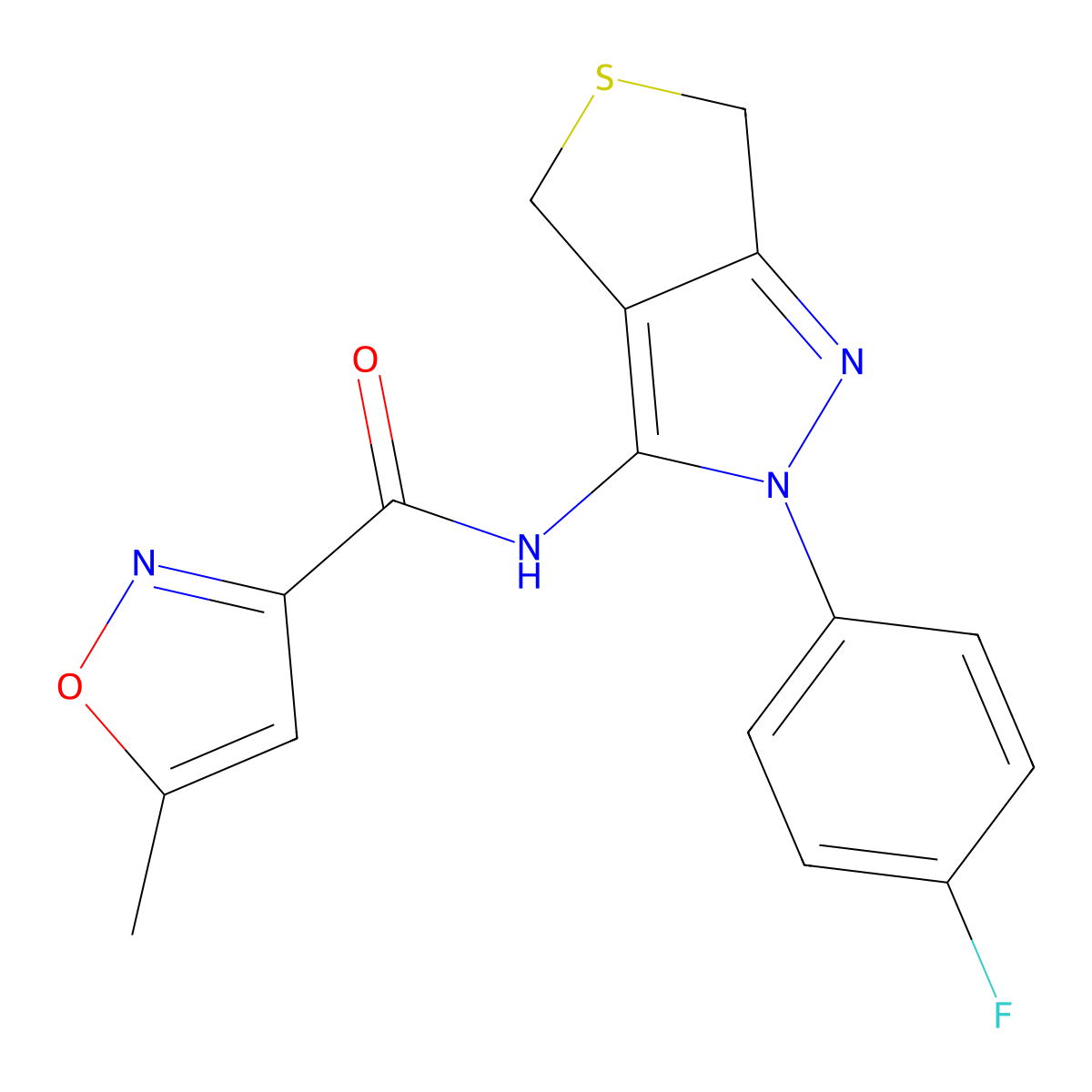 N-(2-(4-fluorophenyl)-4,6-dihydro-2H-thieno[3,4-c]pyrazol-3-yl)-5-methylisoxazole-3-carboxamide molecular structure, CAS 1226446-74-7