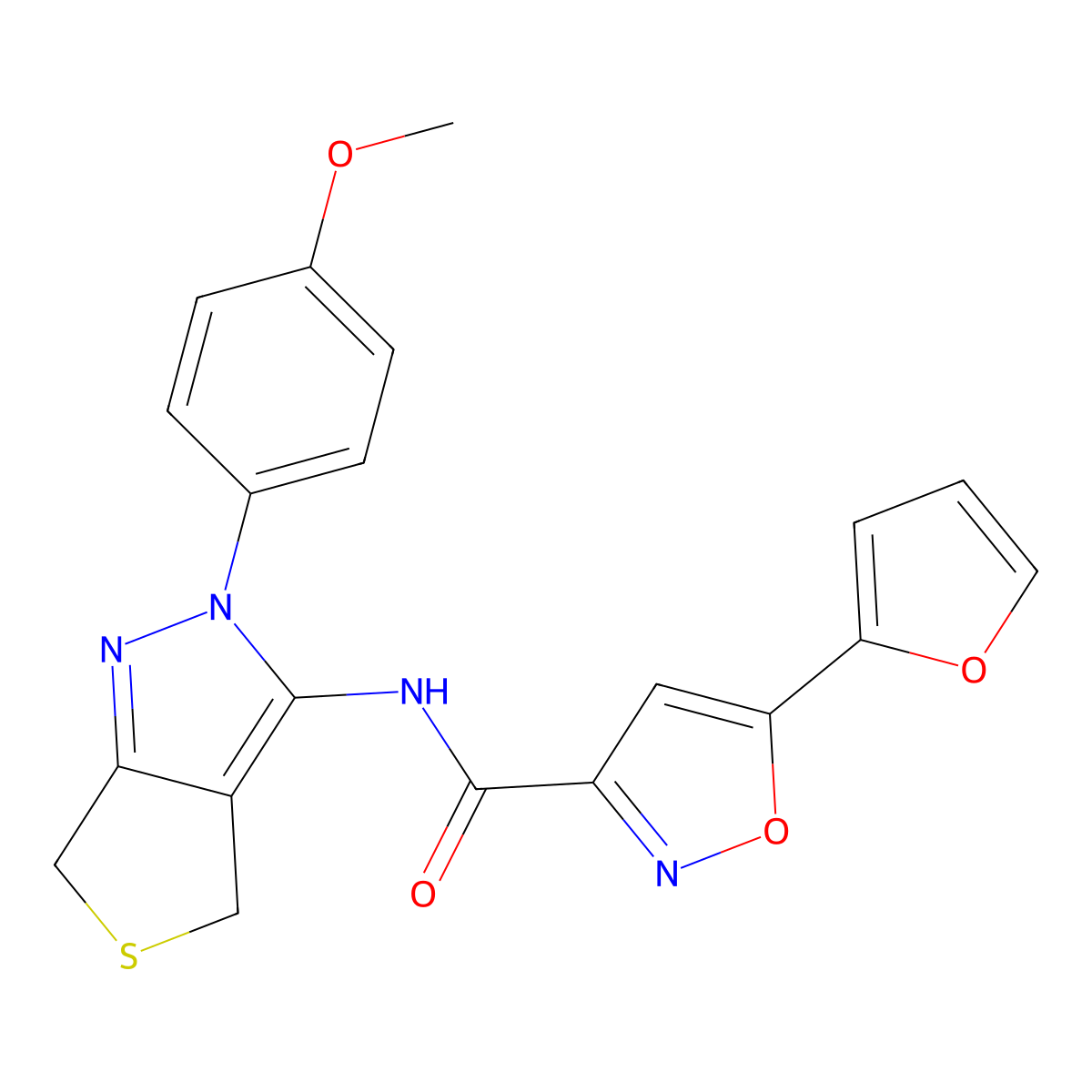 5-(furan-2-yl)-N-(2-(4-methoxyphenyl)-4,6-dihydro-2H-thieno[3,4-c]pyrazol-3-yl)isoxazole-3-carboxamide molecular structure, CAS 1226446-76-9