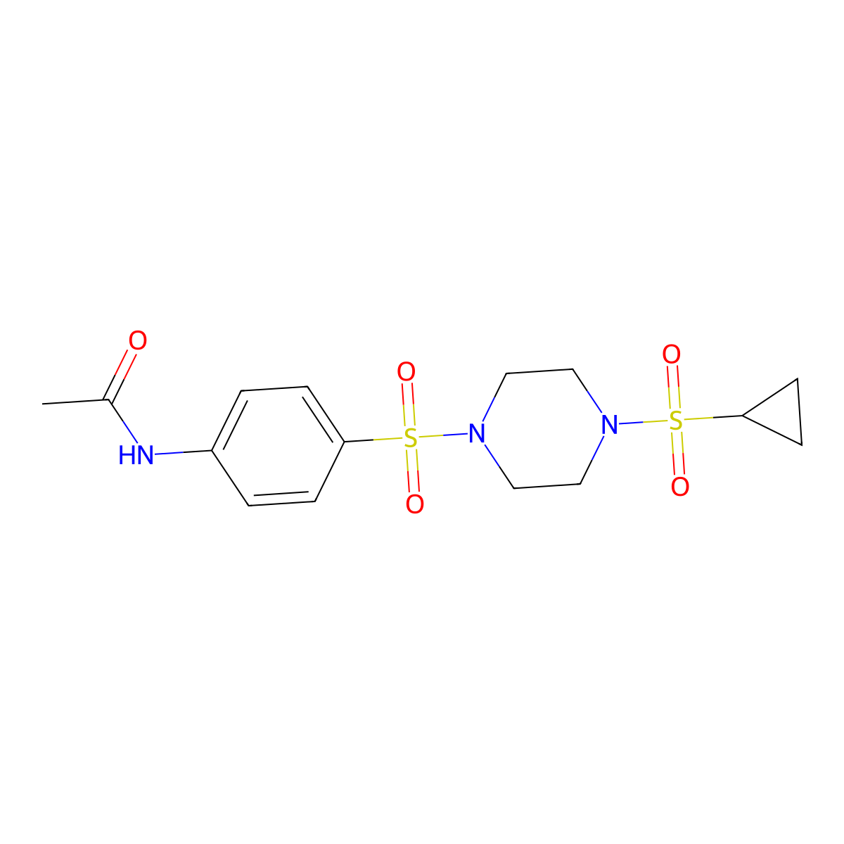 N-(4-((4-(cyclopropylsulfonyl)piperazin-1-yl)sulfonyl)phenyl)acetamide molecular structure, CAS 1226446-82-7