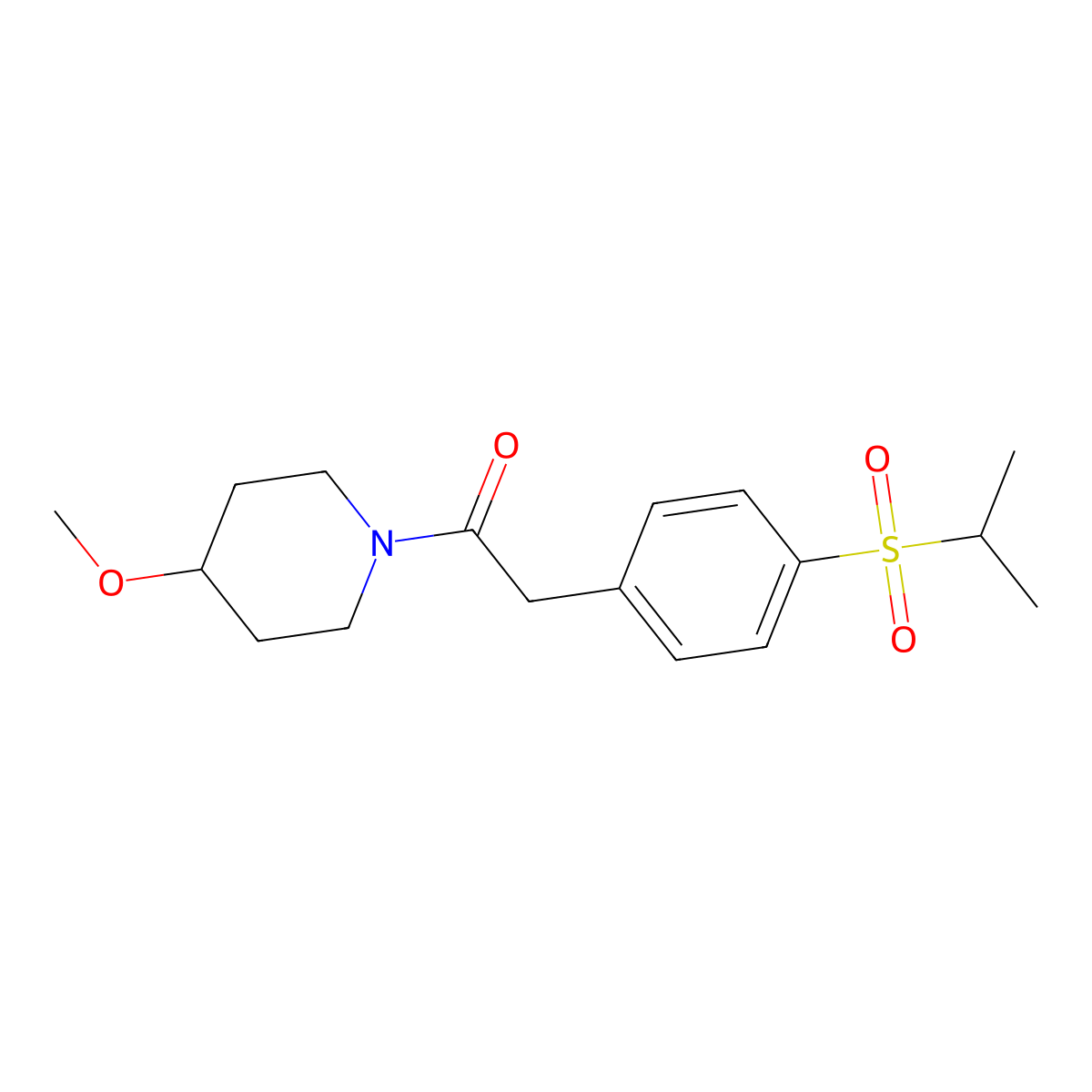 2-(4-(Isopropylsulfonyl)phenyl)-1-(4-methoxypiperidin-1-yl)ethanone molecular structure, CAS 1226446-83-8