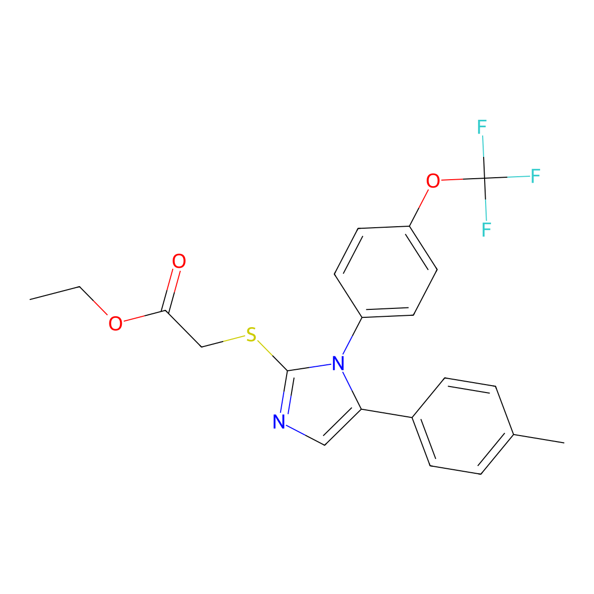 ethyl 2-((5-(p-tolyl)-1-(4-(trifluoromethoxy)phenyl)-1H-imidazol-2-yl)thio)acetate molecular structure, CAS 1226446-96-3