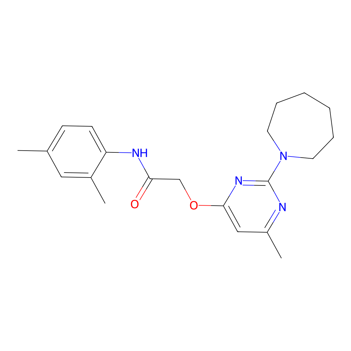 2-{[2-(azepan-1-yl)-6-methylpyrimidin-4-yl]oxy}-N-(2,4-dimethylphenyl)acetamide molecular structure, CAS 1226446-98-5