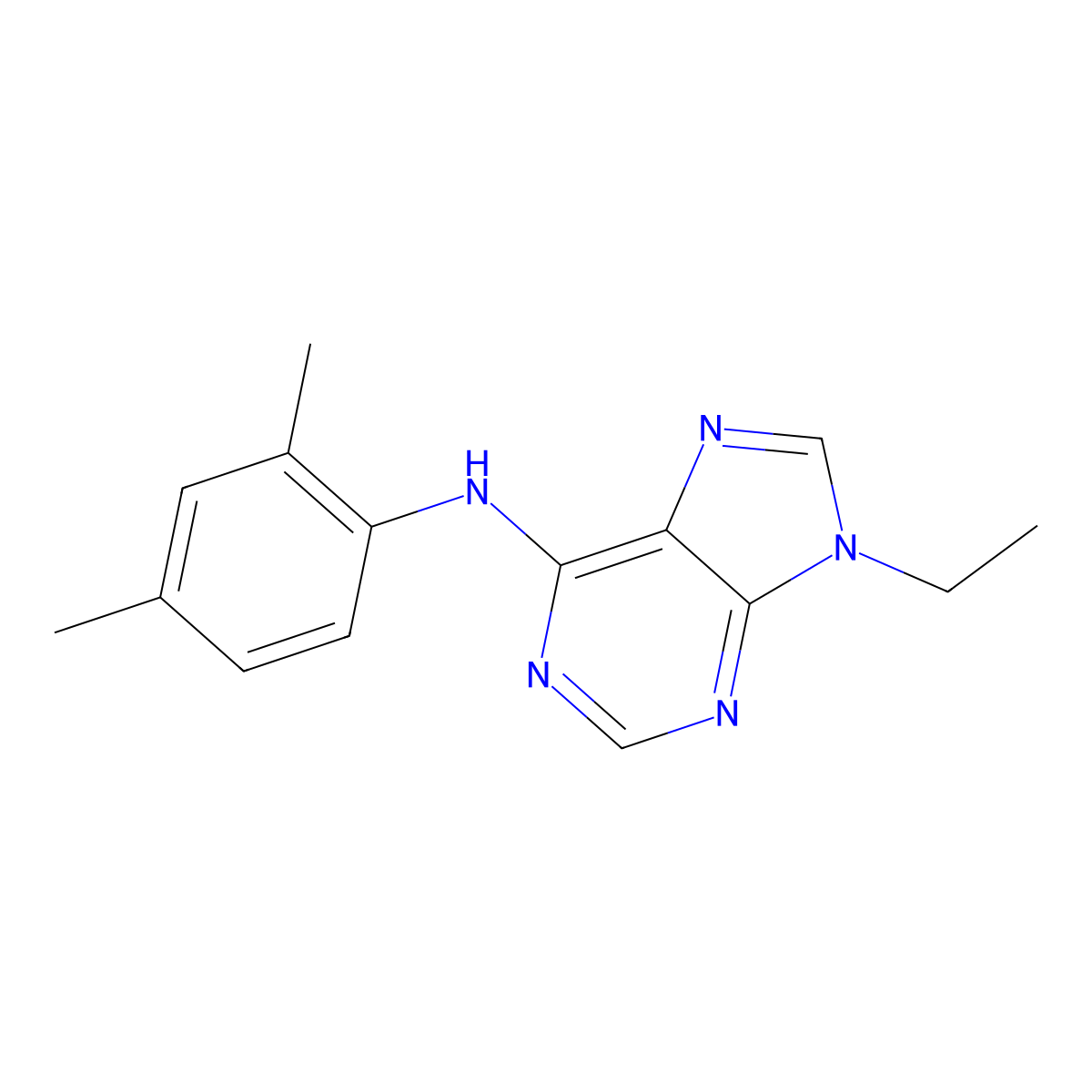 N-(2,4-dimethylphenyl)-9-ethyl-9H-purin-6-amine molecular structure, CAS 1226447-07-9