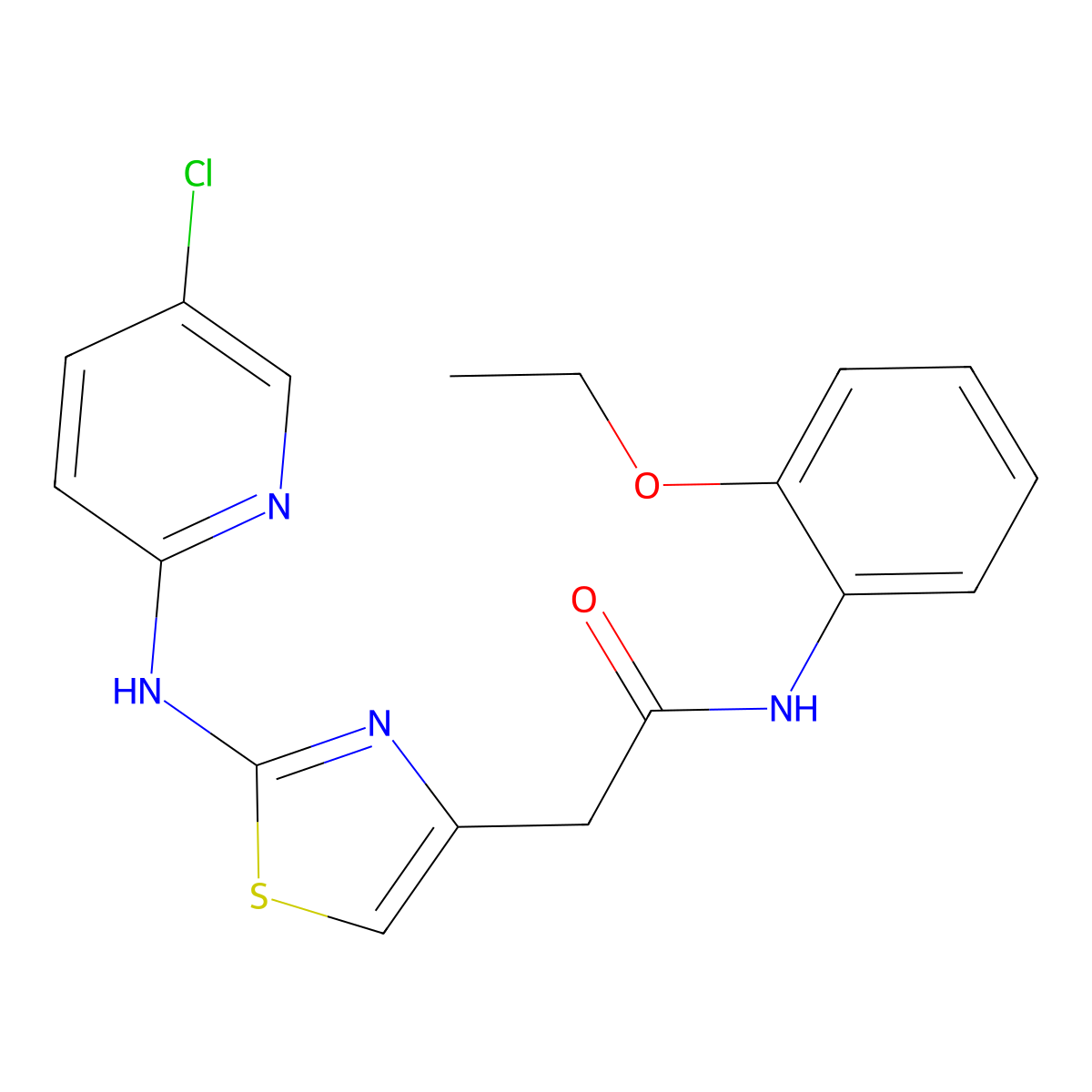 2-(2-((5-chloropyridin-2-yl)amino)thiazol-4-yl)-N-(2-ethoxyphenyl)acetamide molecular structure, CAS 1226447-08-0