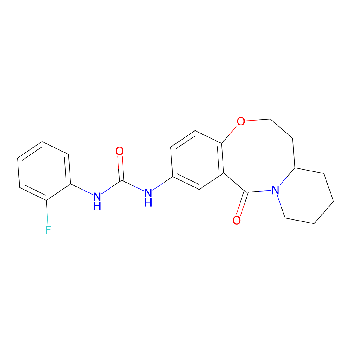 1-(2-Fluorophenyl)-3-{2-oxo-9-oxa-1-azatricyclo[10.4.0.0^{3,8}]hexadeca-3,5,7-trien-5-yl}urea molecular structure, CAS 1226447-11-5