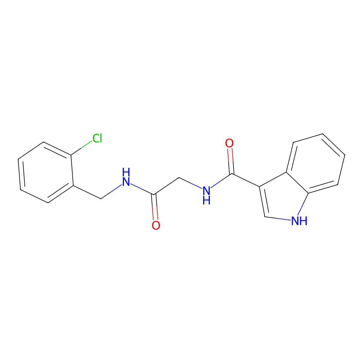 N-(2-((2-chlorobenzyl)amino)-2-oxoethyl)-1H-indole-3-carboxamide molecular structure, CAS 1226447-16-0