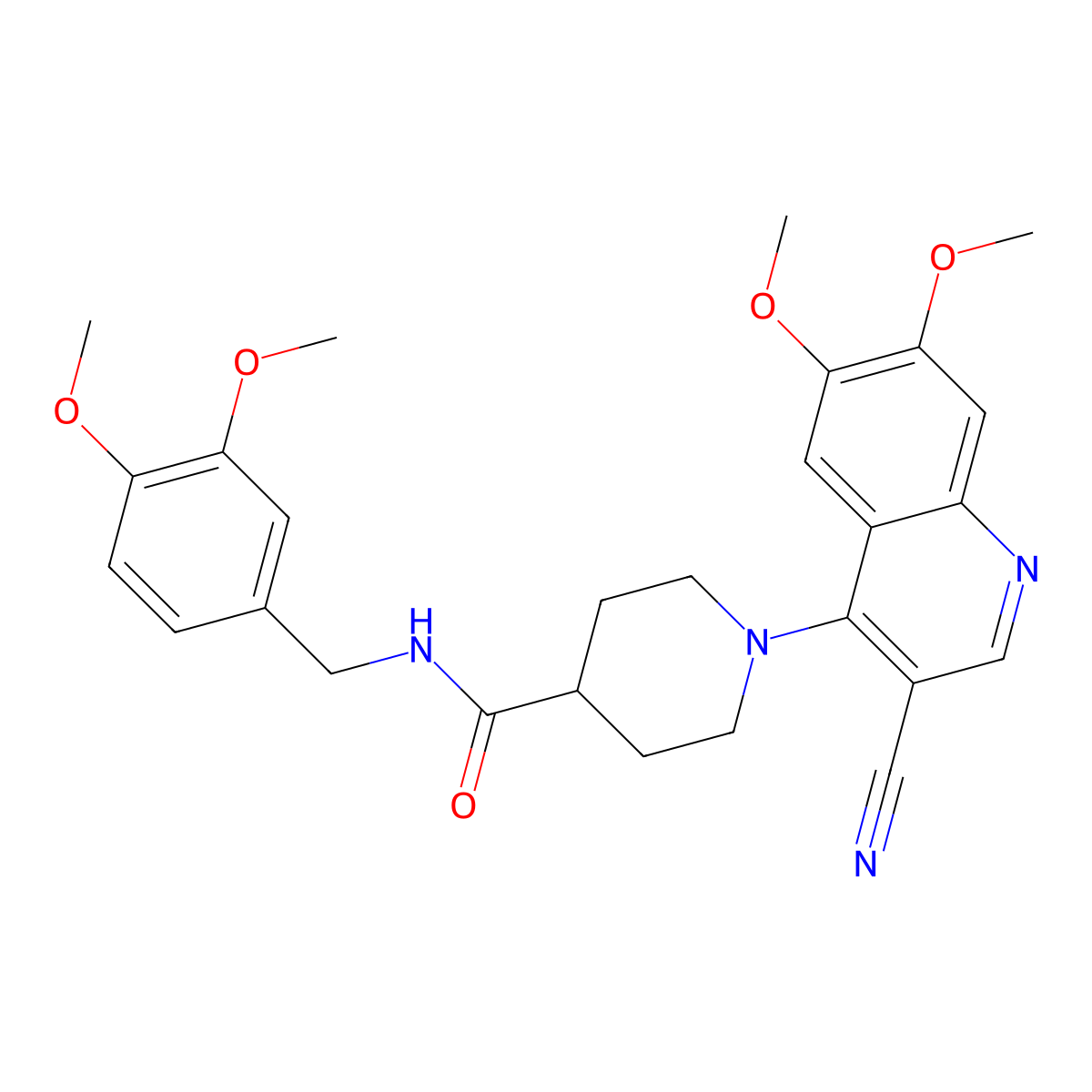 1-(3-cyano-6,7-dimethoxyquinolin-4-yl)-N-[(3,4-dimethoxyphenyl)methyl]piperidine-4-carboxamide molecular structure, CAS 1226447-26-2