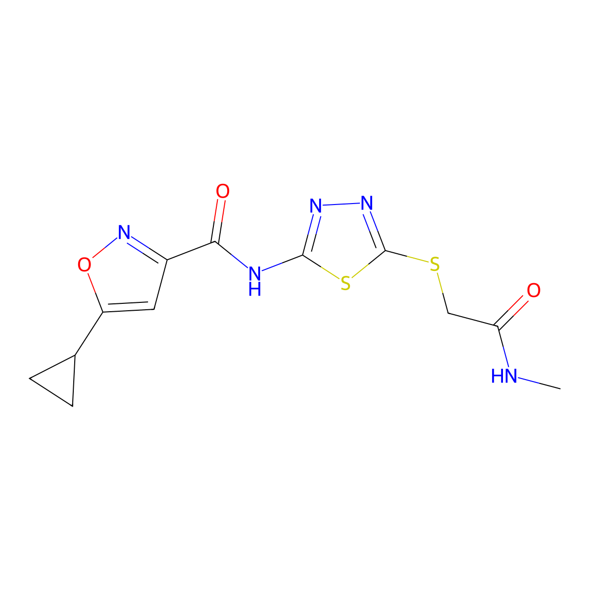 5-cyclopropyl-N-(5-((2-(methylamino)-2-oxoethyl)thio)-1,3,4-thiadiazol-2-yl)isoxazole-3-carboxamide molecular structure, CAS 1226447-27-3