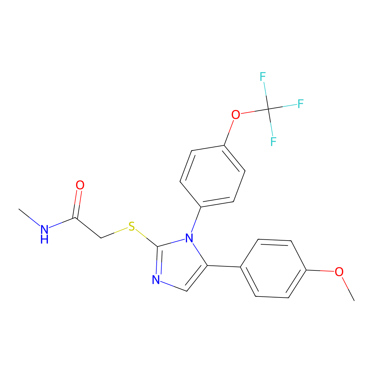 2-((5-(4-methoxyphenyl)-1-(4-(trifluoromethoxy)phenyl)-1H-imidazol-2-yl)thio)-N-methylacetamide molecular structure, CAS 1226447-32-0