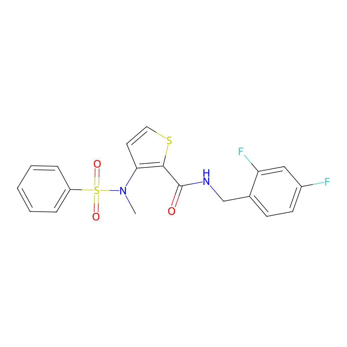 N-(2,4-difluorobenzyl)-3-[methyl(phenylsulfonyl)amino]thiophene-2-carboxamide molecular structure, CAS 1226447-37-5