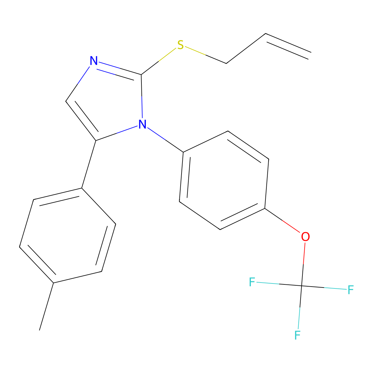 2-(allylthio)-5-(p-tolyl)-1-(4-(trifluoromethoxy)phenyl)-1H-imidazole molecular structure, CAS 1226447-39-7