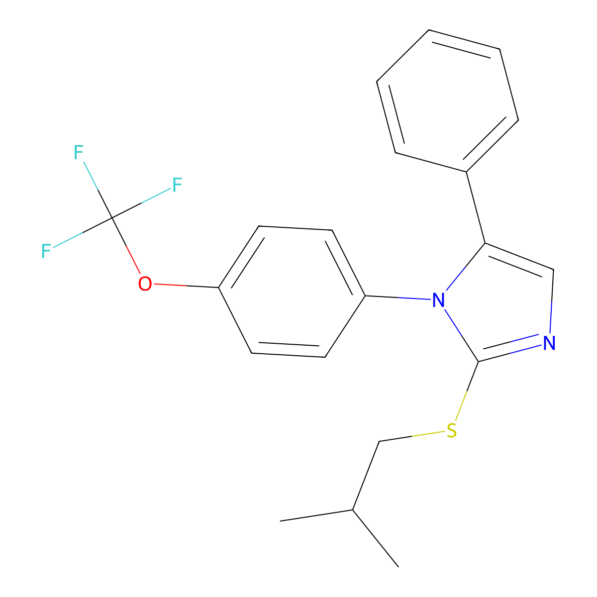 2-(isobutylthio)-5-phenyl-1-(4-(trifluoromethoxy)phenyl)-1H-imidazole molecular structure, CAS 1226447-40-0
