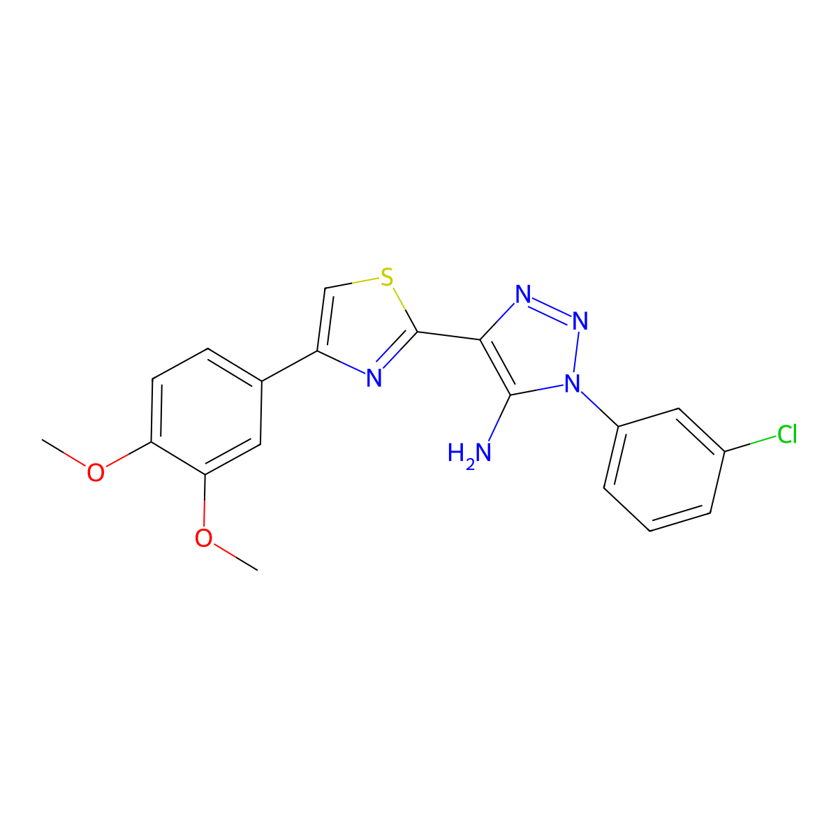 1-(3-chlorophenyl)-4-[4-(3,4-dimethoxyphenyl)-1,3-thiazol-2-yl]-1H-1,2,3-triazol-5-amine molecular structure, CAS 1226447-50-2