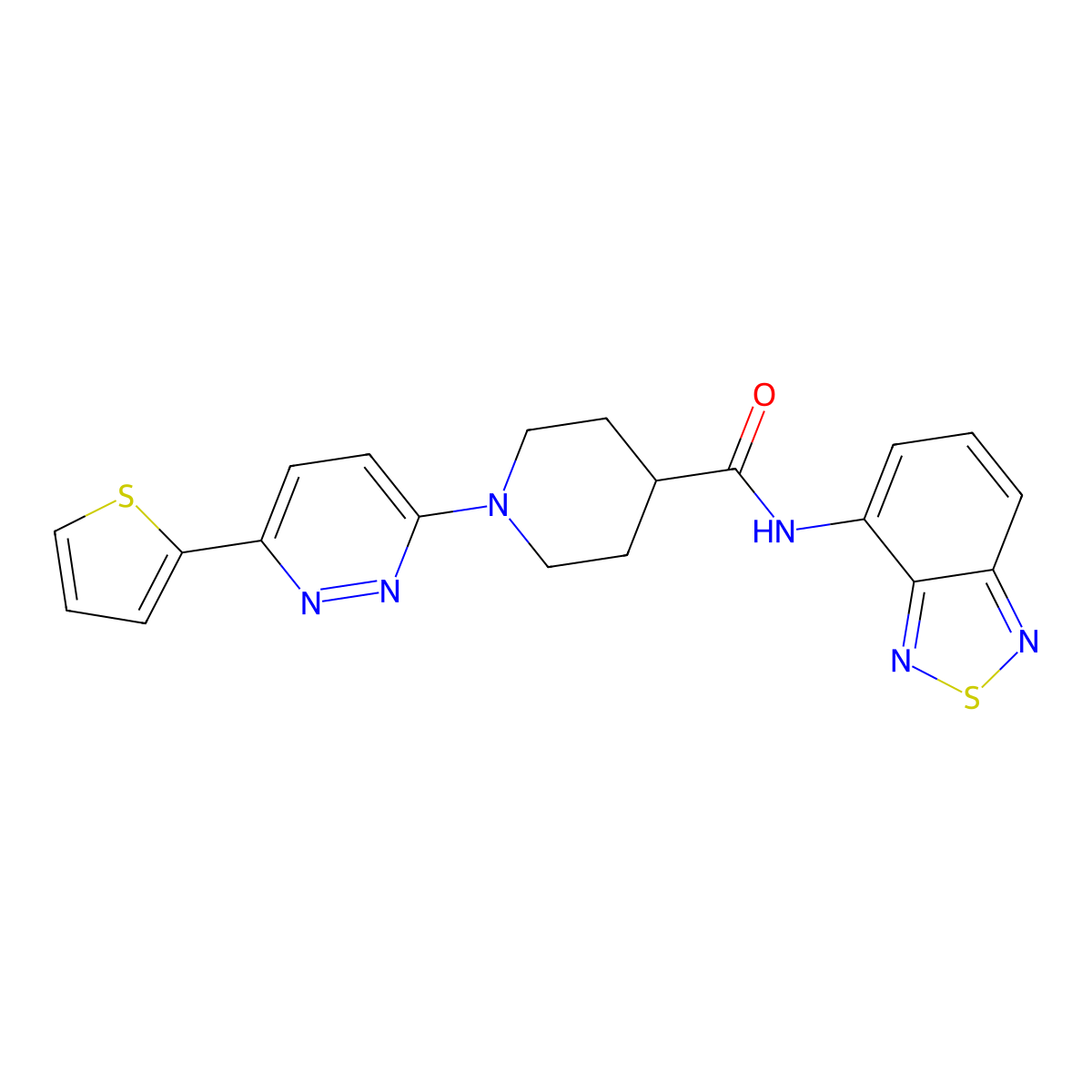 N-(benzo[c][1,2,5]thiadiazol-4-yl)-1-(6-(thiophen-2-yl)pyridazin-3-yl)piperidine-4-carboxamide molecular structure, CAS 1226447-61-5