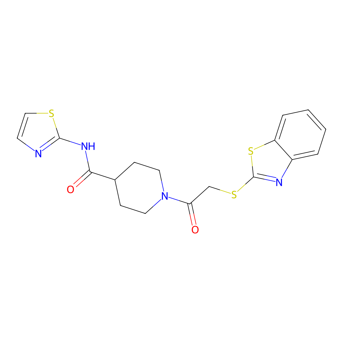 1-(2-(benzo[d]thiazol-2-ylthio)acetyl)-N-(thiazol-2-yl)piperidine-4-carboxamide molecular structure, CAS 1226447-63-7