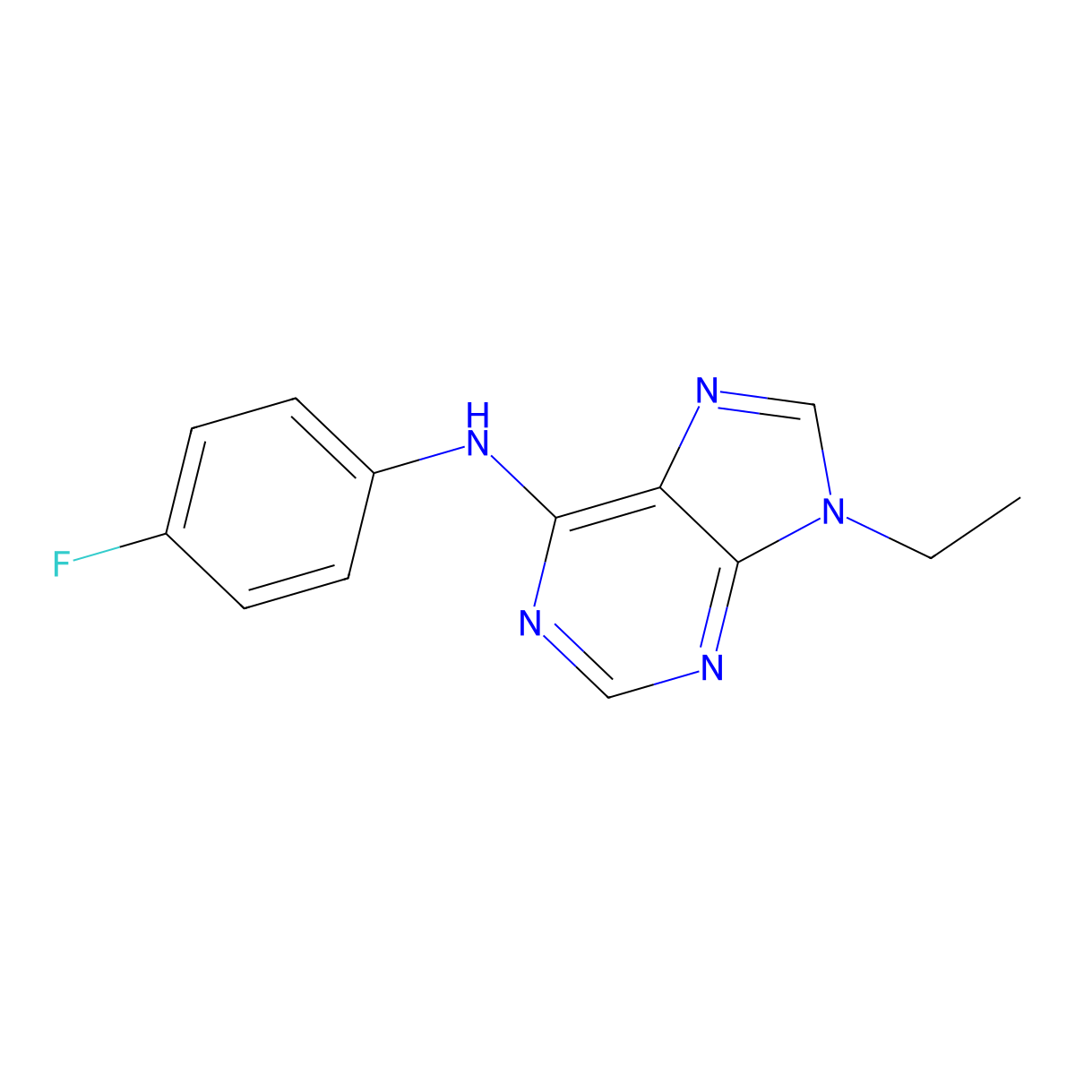 9-ethyl-N-(4-fluorophenyl)-9H-purin-6-amine molecular structure, CAS 1226447-69-3