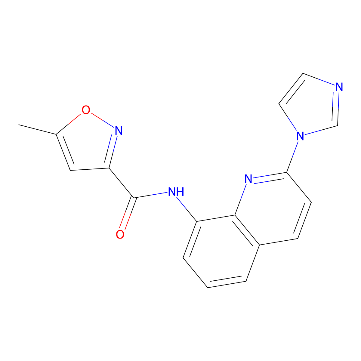 N-(2-(1H-imidazol-1-yl)quinolin-8-yl)-5-methylisoxazole-3-carboxamide molecular structure, CAS 1226447-79-5