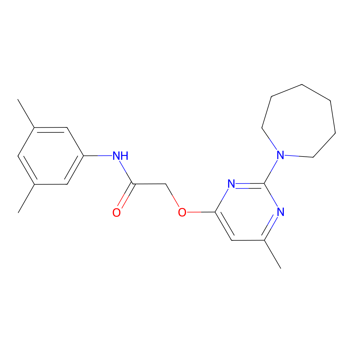 2-((2-(azepan-1-yl)-6-methylpyrimidin-4-yl)oxy)-N-(3,5-dimethylphenyl)acetamide molecular structure, CAS 1226447-84-2