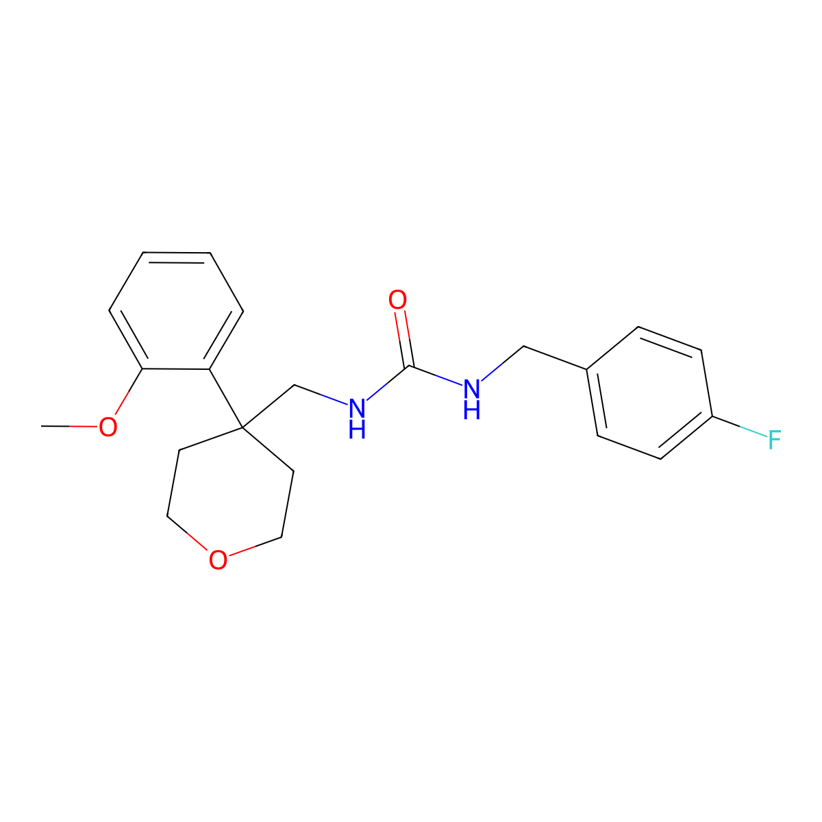1-(4-fluorobenzyl)-3-((4-(2-methoxyphenyl)tetrahydro-2H-pyran-4-yl)methyl)urea molecular structure, CAS 1226447-97-7