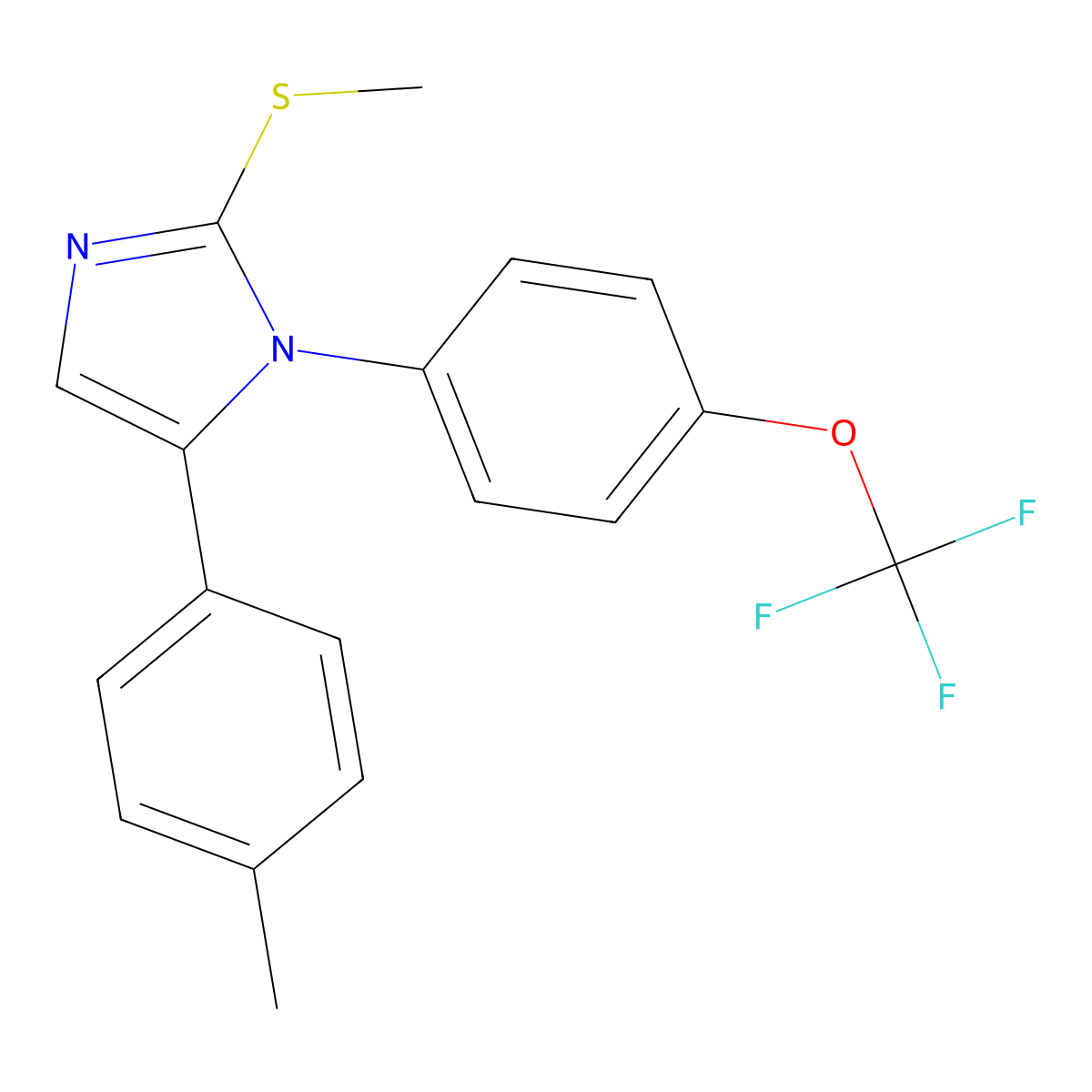 2-(methylthio)-5-(p-tolyl)-1-(4-(trifluoromethoxy)phenyl)-1H-imidazole molecular structure, CAS 1226448-03-8