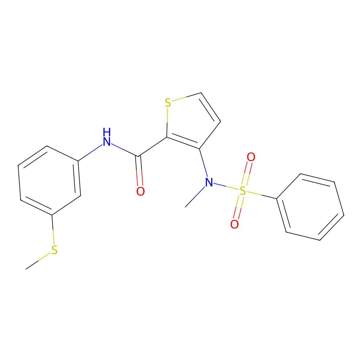 3-[methyl(phenylsulfonyl)amino]-N-[3-(methylsulfanyl)phenyl]thiophene-2-carboxamide molecular structure, CAS 1226448-11-8