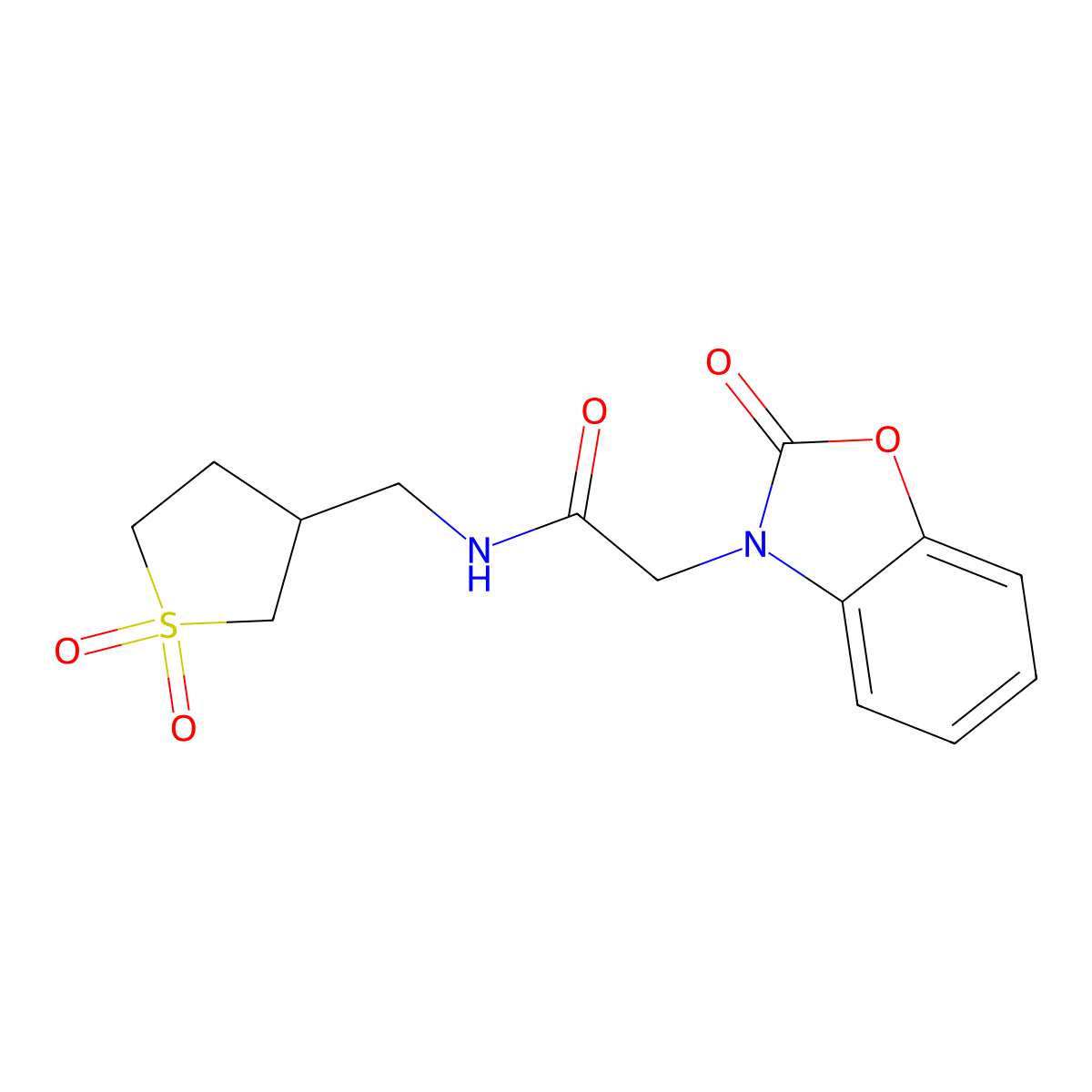 N-((1,1-dioxidotetrahydrothiophen-3-yl)methyl)-2-(2-oxobenzo[d]oxazol-3(2H)-yl)acetamide molecular structure, CAS 1226448-15-2