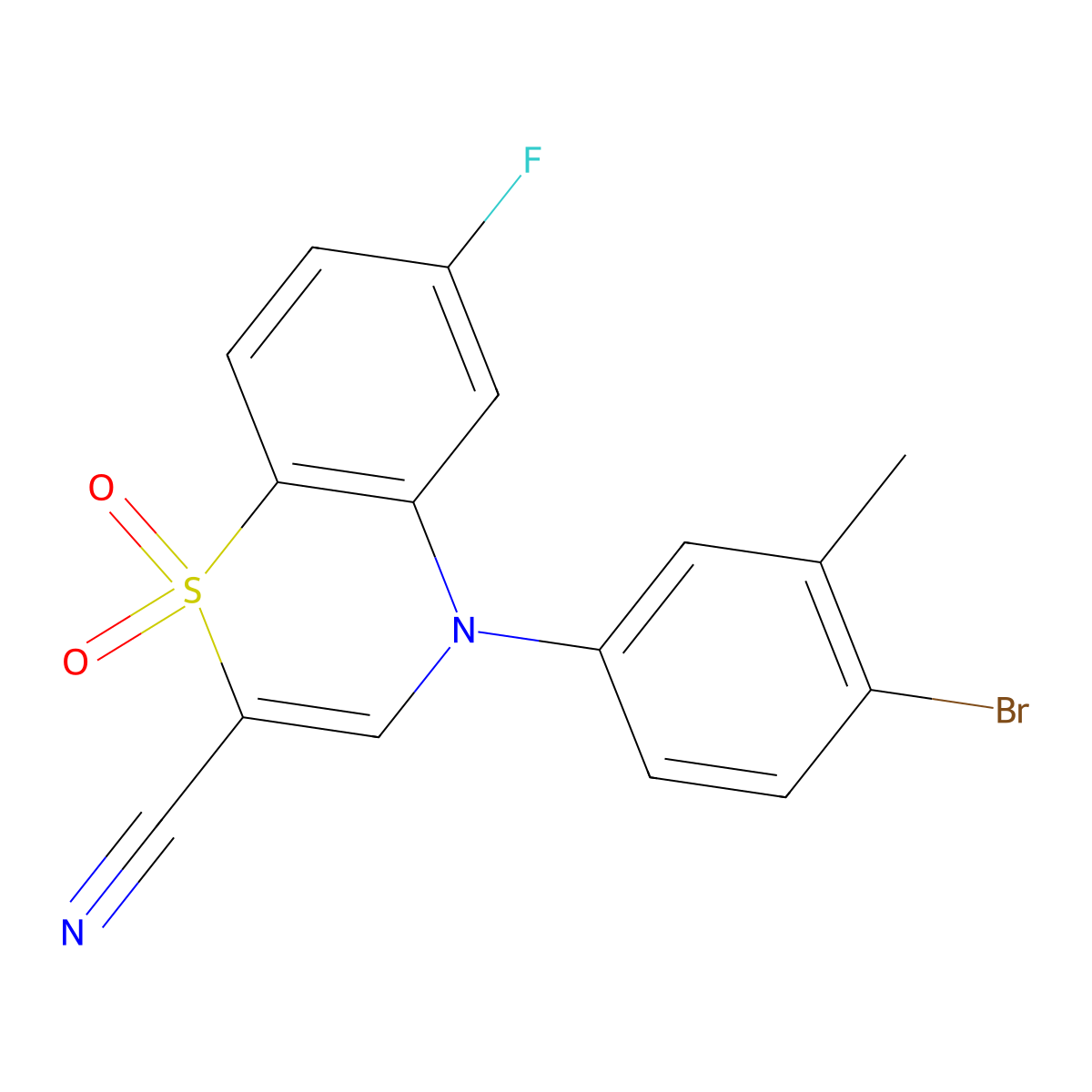 4-(4-bromo-3-methylphenyl)-6-fluoro-4H-1,4-benzothiazine-2-carbonitrile 1,1-dioxide molecular structure, CAS 1226448-16-3