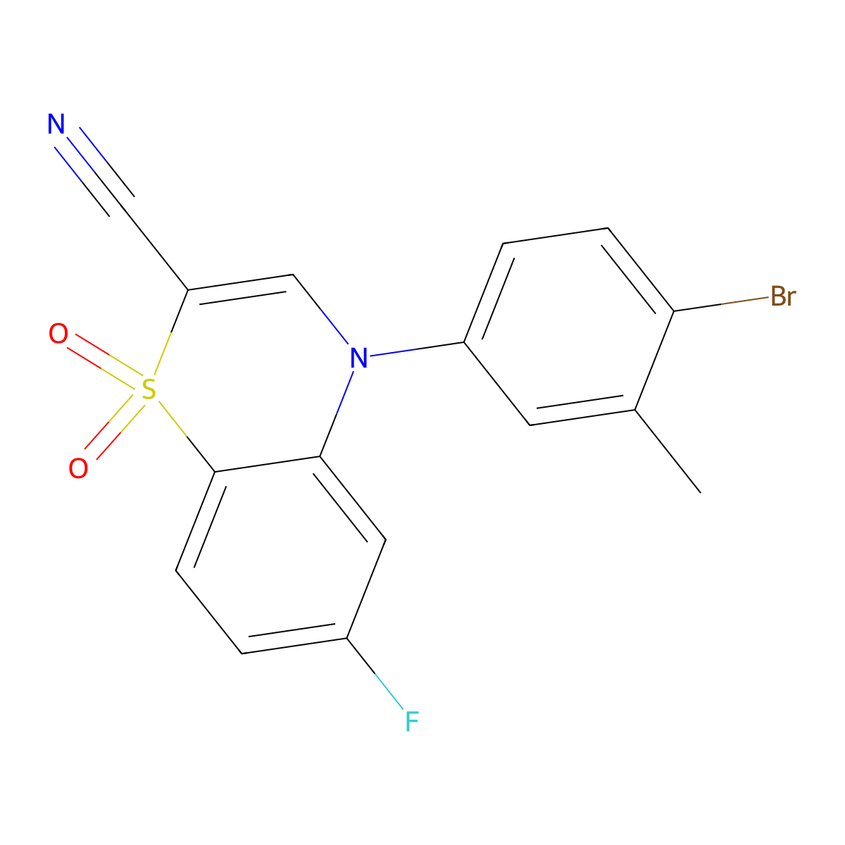 4-(4-bromo-3-methylphenyl)-6-fluoro-4H-1,4-benzothiazine-2-carbonitrile 1,1-dioxide molecular structure, CAS 1226448-16-3