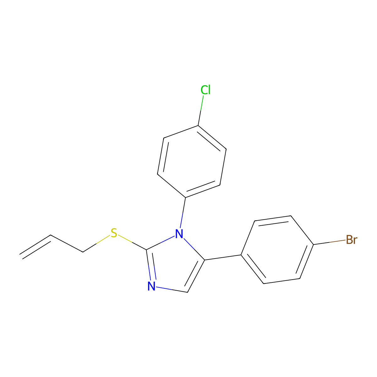 2-(allylthio)-5-(4-bromophenyl)-1-(4-chlorophenyl)-1H-imidazole molecular structure, CAS 1226448-19-6