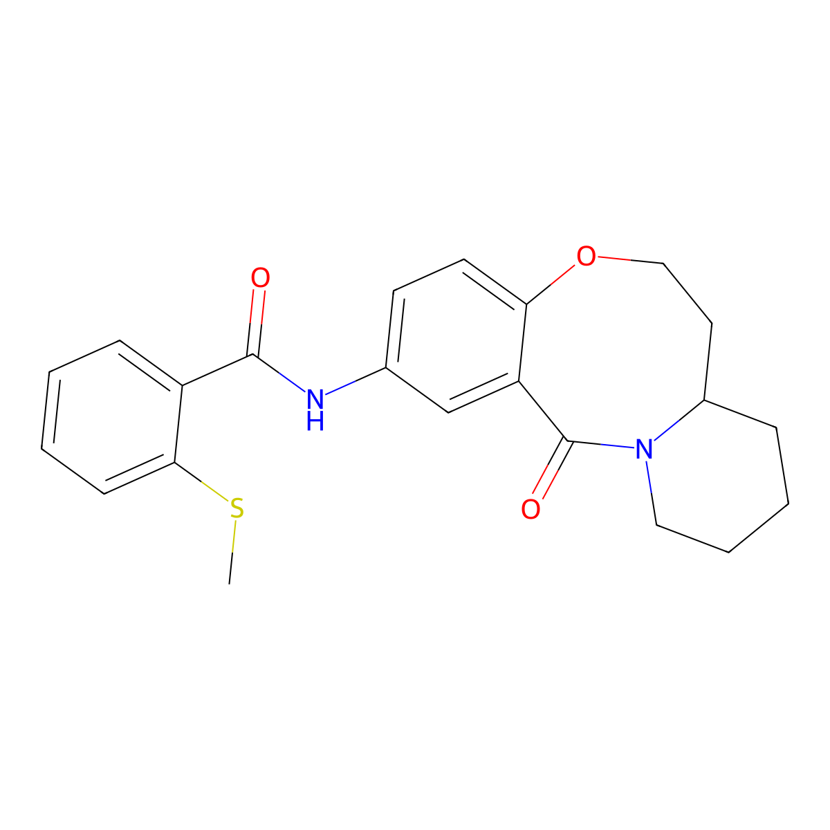 2-(methylsulfanyl)-N-{2-oxo-9-oxa-1-azatricyclo[10.4.0.0^{3,8}]hexadeca-3,5,7-trien-5-yl}benzamide molecular structure, CAS 1226448-20-9