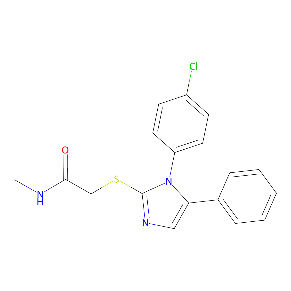 2-((1-(4-chlorophenyl)-5-phenyl-1H-imidazol-2-yl)thio)-N-methylacetamide molecular structure, CAS 1226448-25-4