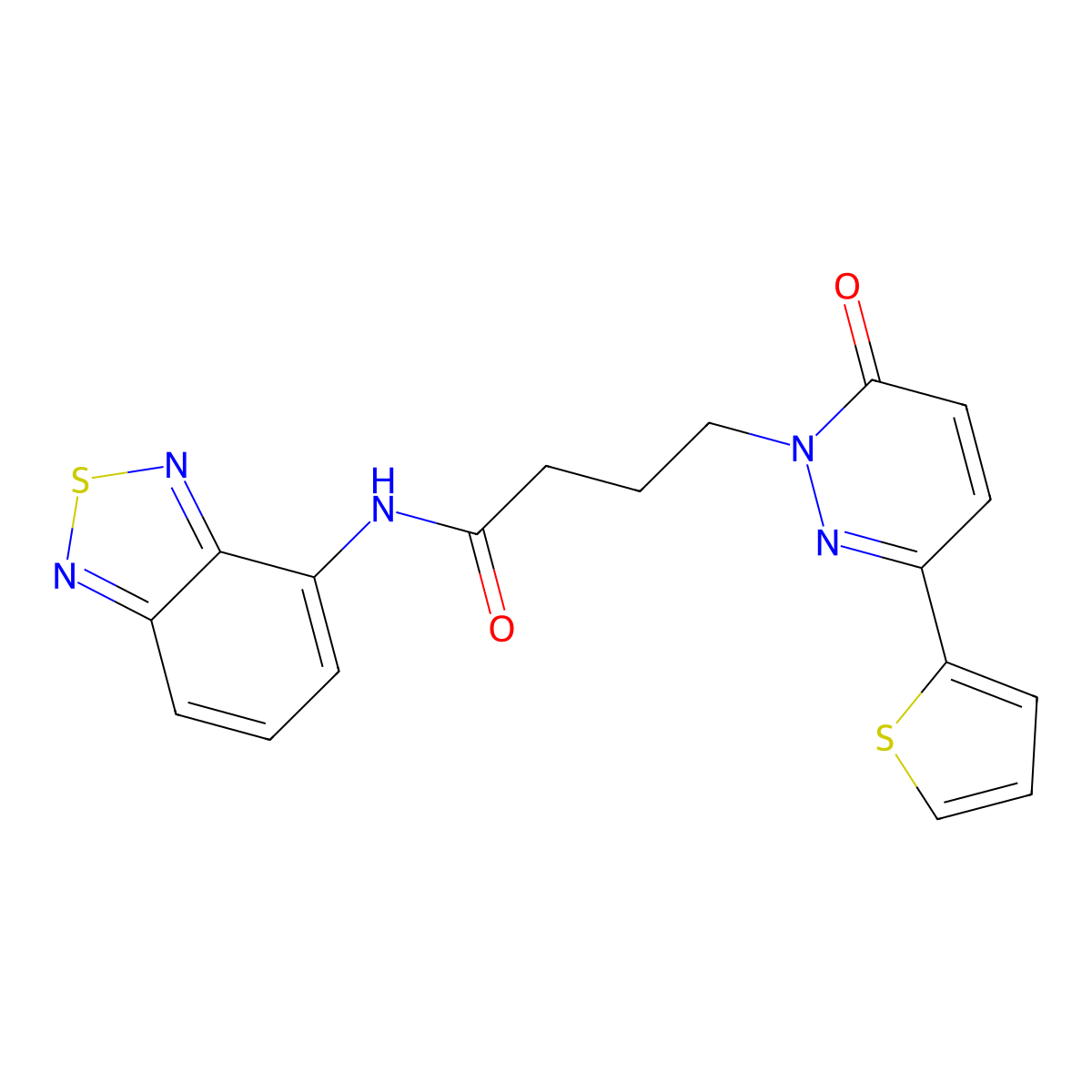 N-(benzo[c][1,2,5]thiadiazol-4-yl)-4-(6-oxo-3-(thiophen-2-yl)pyridazin-1(6H)-yl)butanamide molecular structure, CAS 1226448-29-8